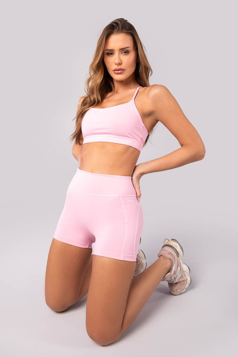 [CONJUNTO] Top + Short com Coberturas (Rosa Claro) | Ref: K4388-B