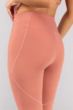 [CONJUNTO] Top + Calça Legging com Bolsos nas Laterais Do Cós (Telha) | Ref: K4524-D