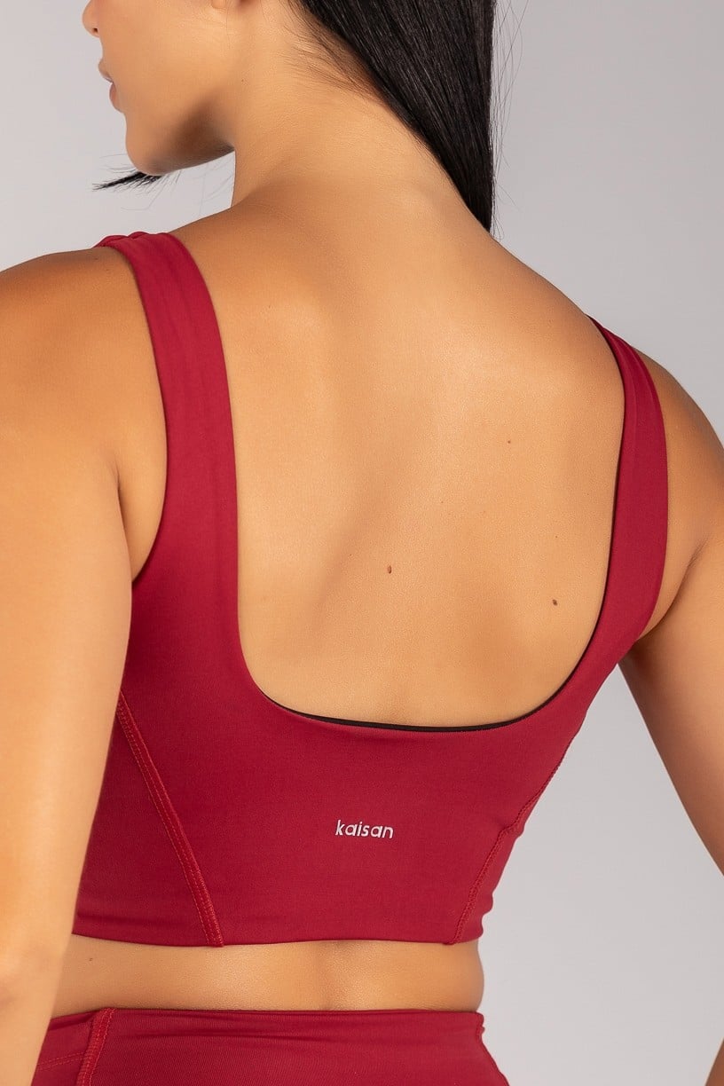 [CONJUNTO] Short + Top Alongado com Detalhes de Cobertura (Vinho) | Ref: K4679-A
