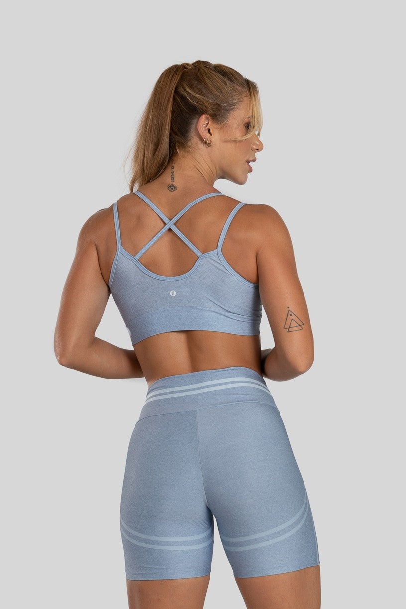 [CONJUNTO] - Top + Short com Cós Duplo Meia Coxa Estampa Digital (Blue Transition) | Ref: K3170-A